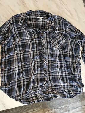 Womens Plaid Button Up Long Sleeve